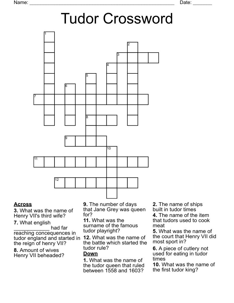 Tudor Crossword