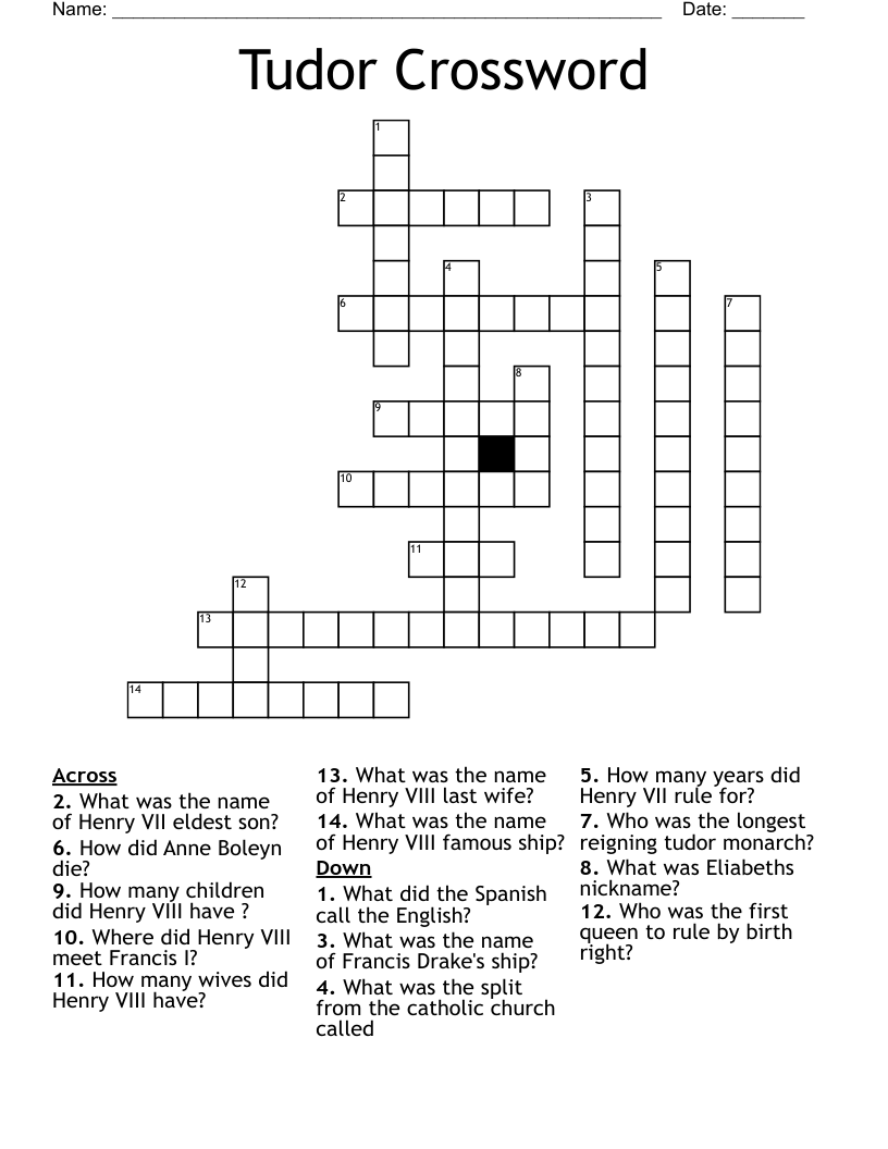 Tudor Crossword