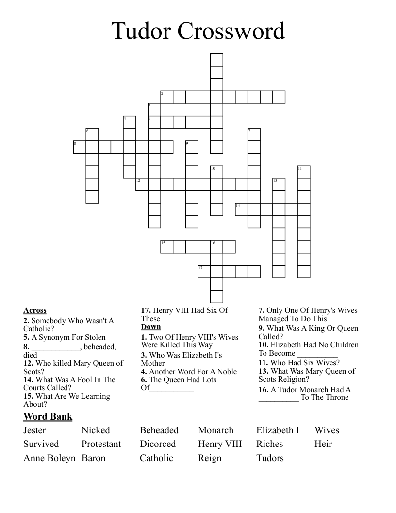 Tudor Crossword