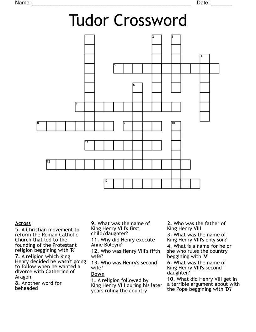 Tudor Crossword