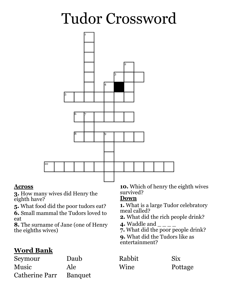 Tudor Crossword 
