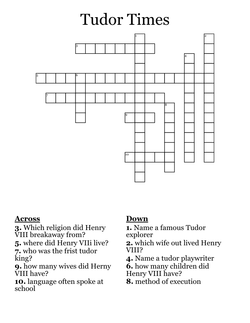 Tudor Times Crossword