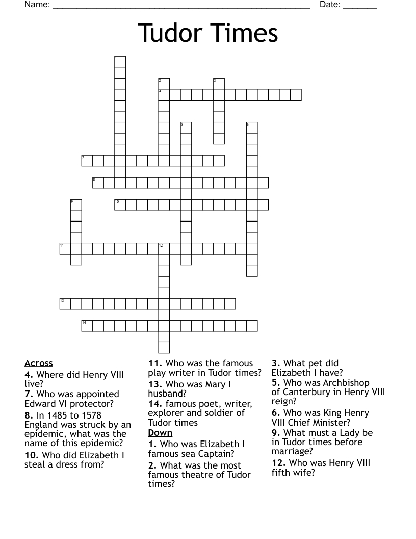 Tudor Times Crossword