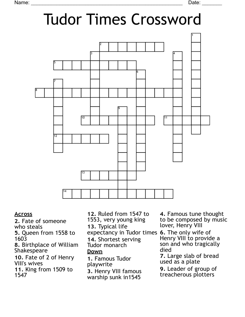 Tudor Times Crossword