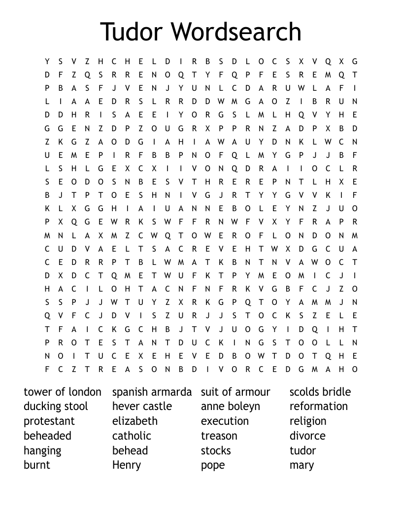 Tudor Wordsearch