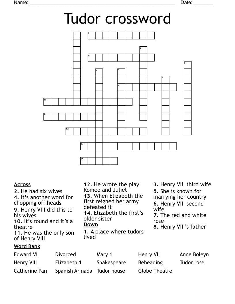 Tudor crossword