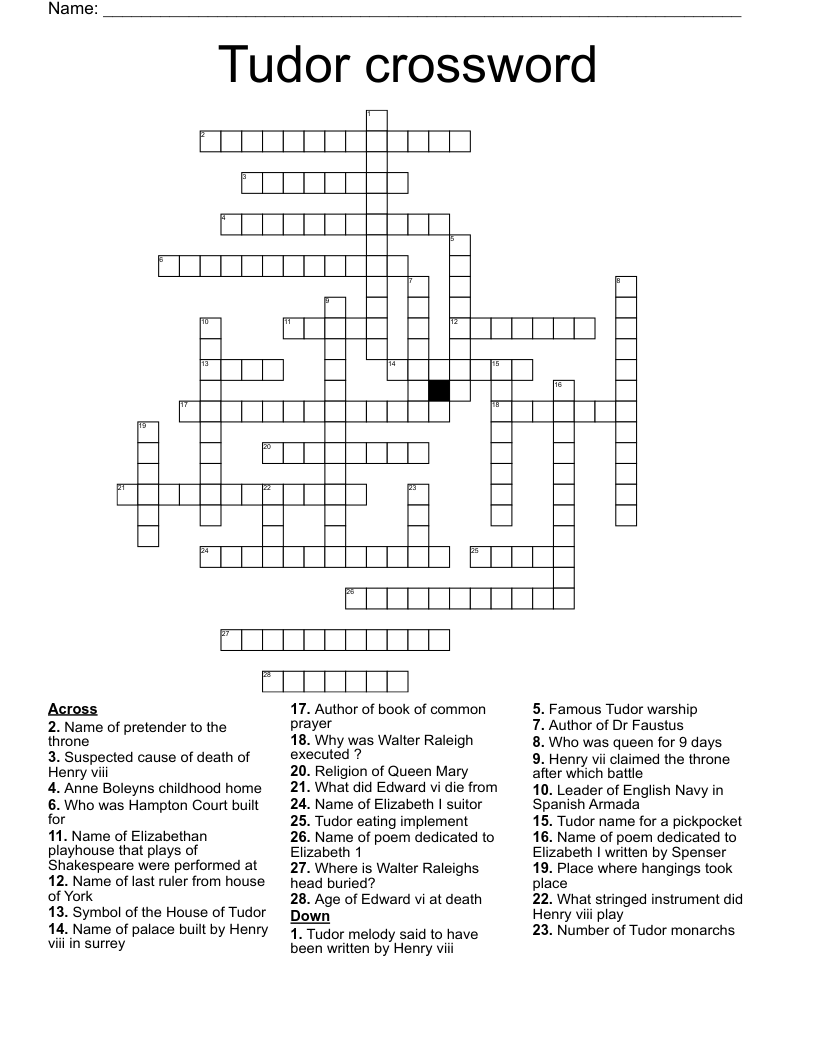 Tudor crossword
