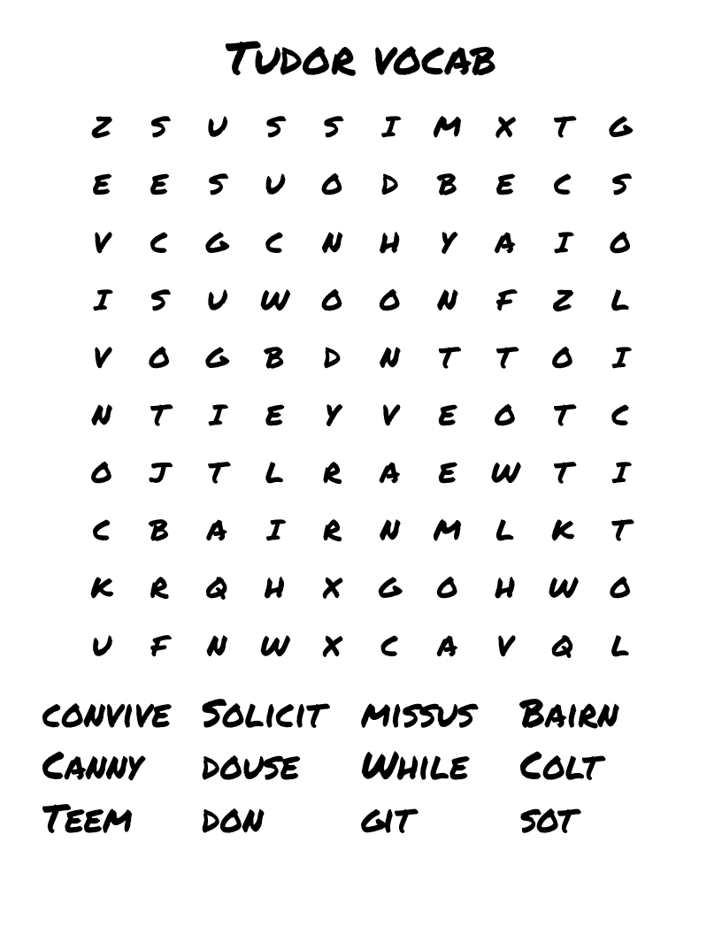 Tudor vocab Word Search