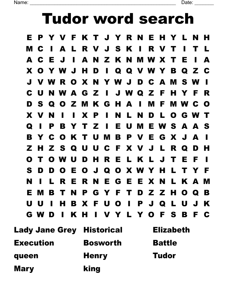 Tudor word search 