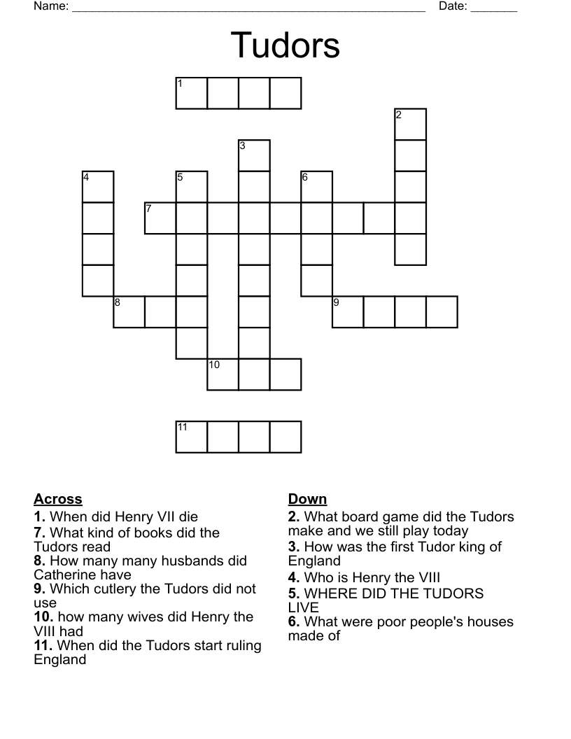 Tudors Crossword