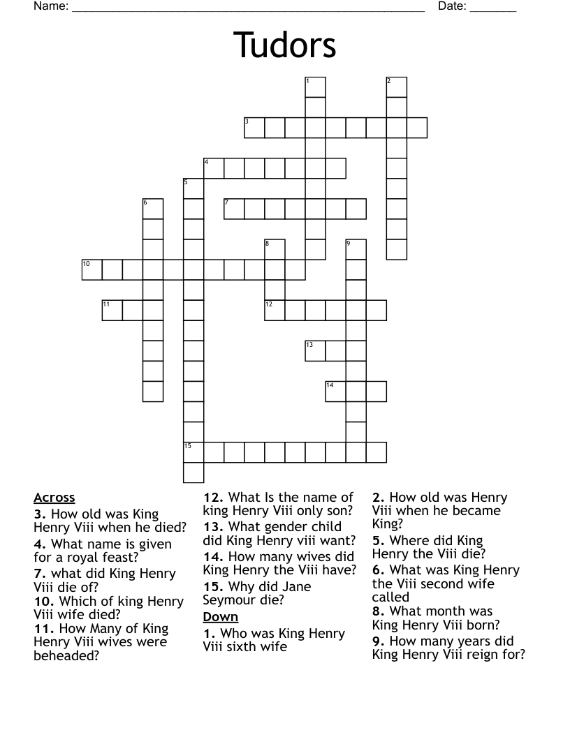 Tudors Crossword