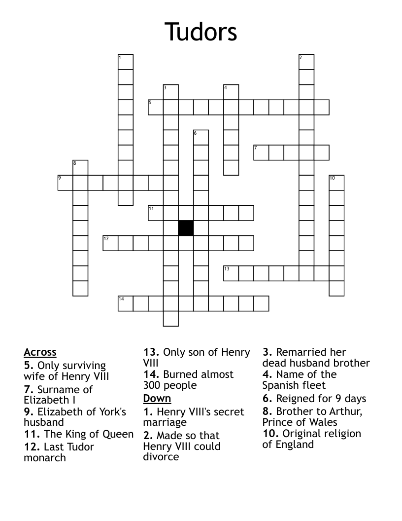 Tudors Crossword