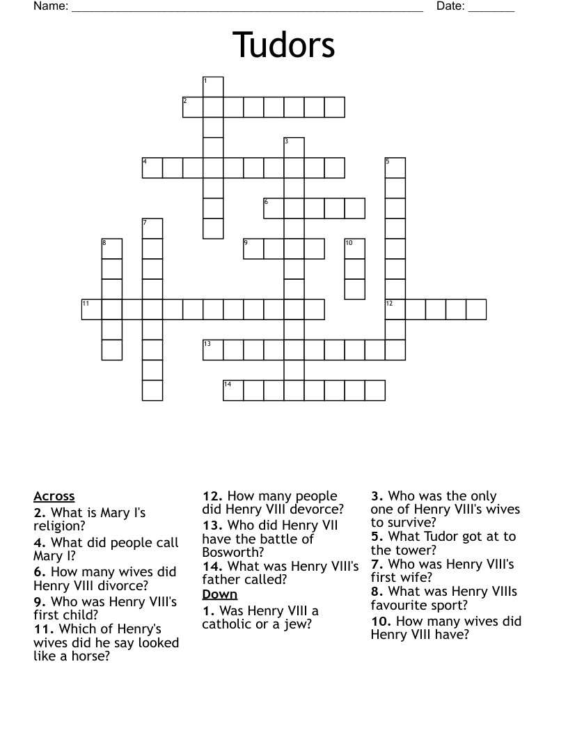 Tudors Crossword
