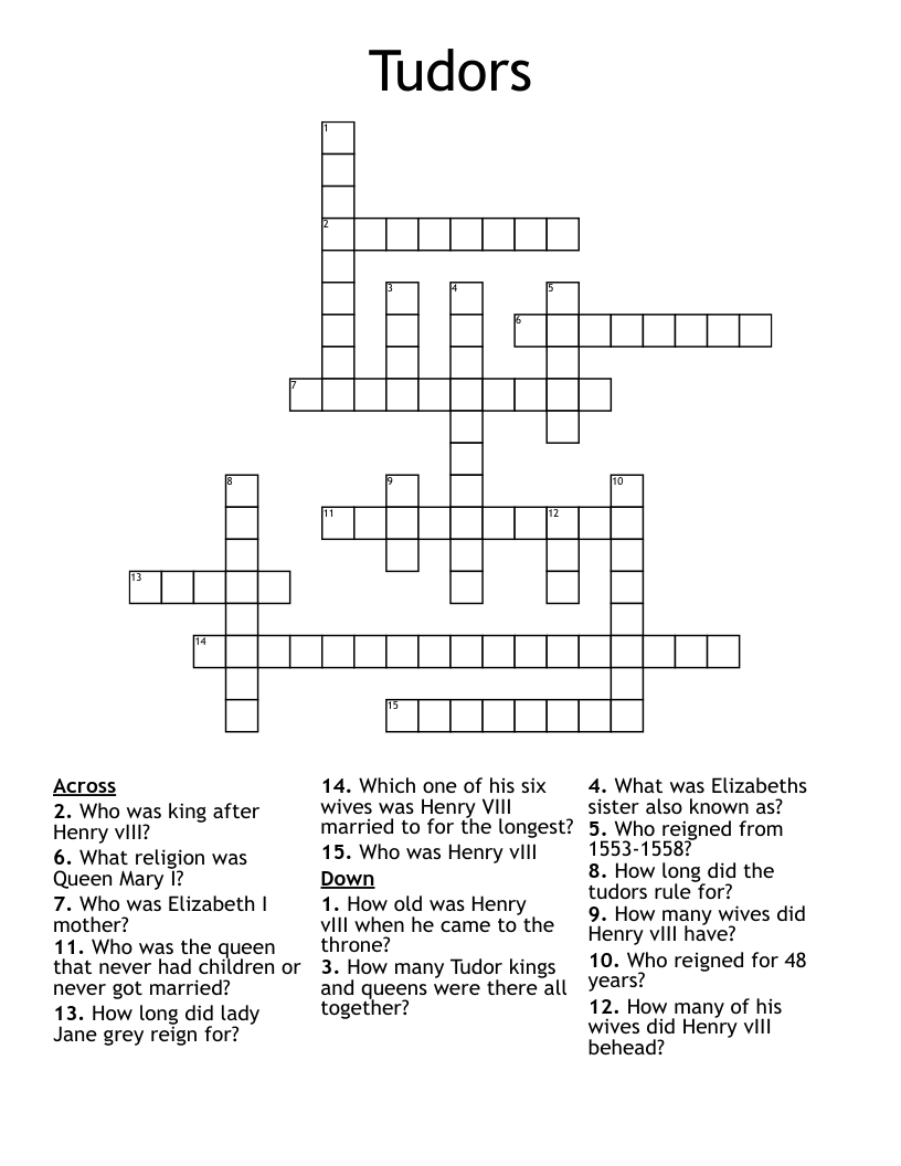 Tudors Crossword