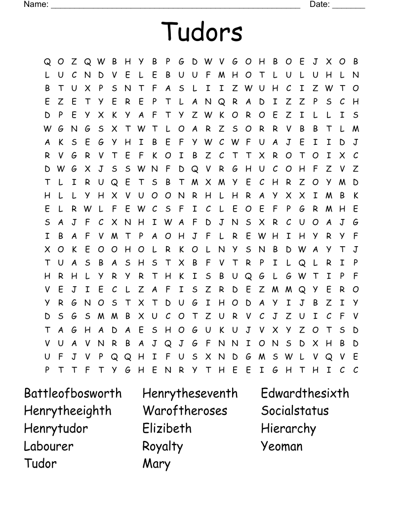 Tudors Word Search