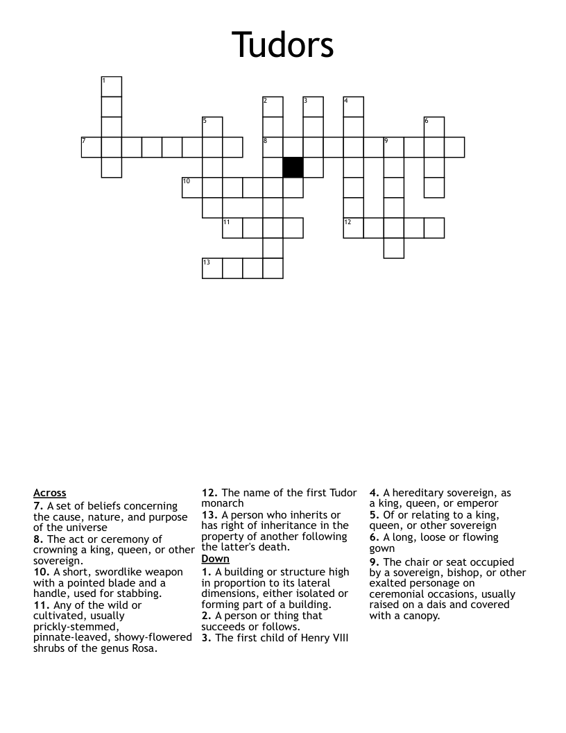 Tudors Crossword