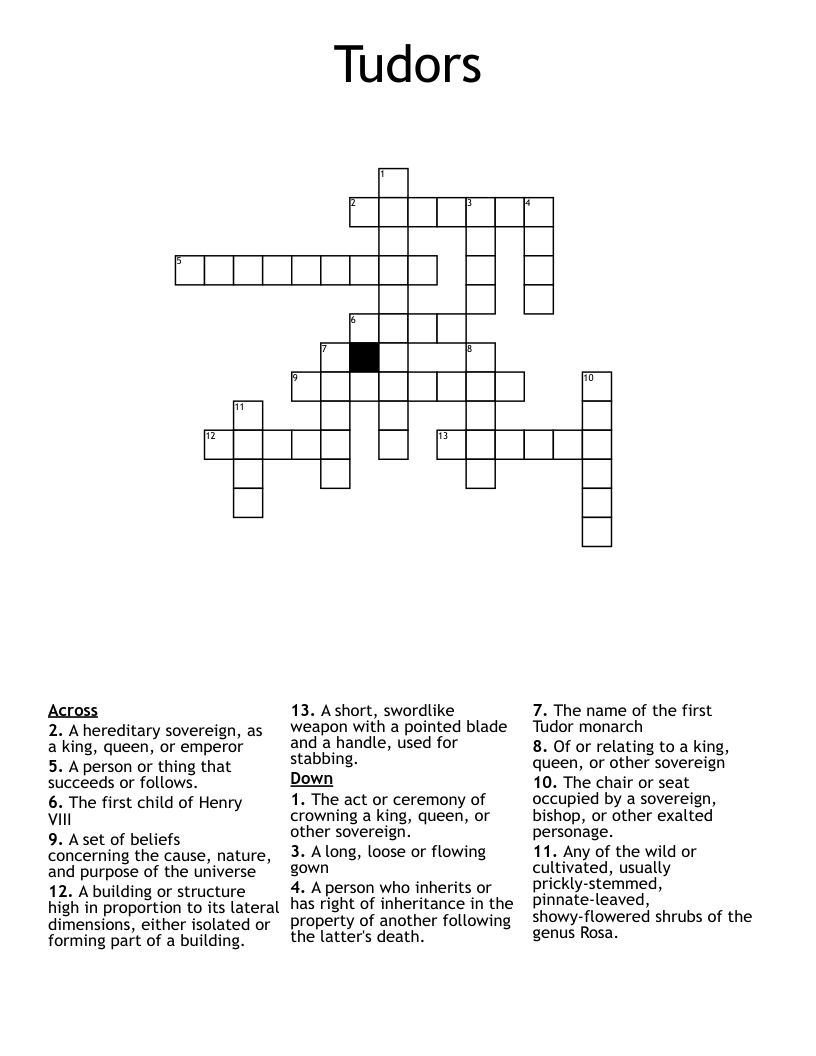 Tudors Crossword