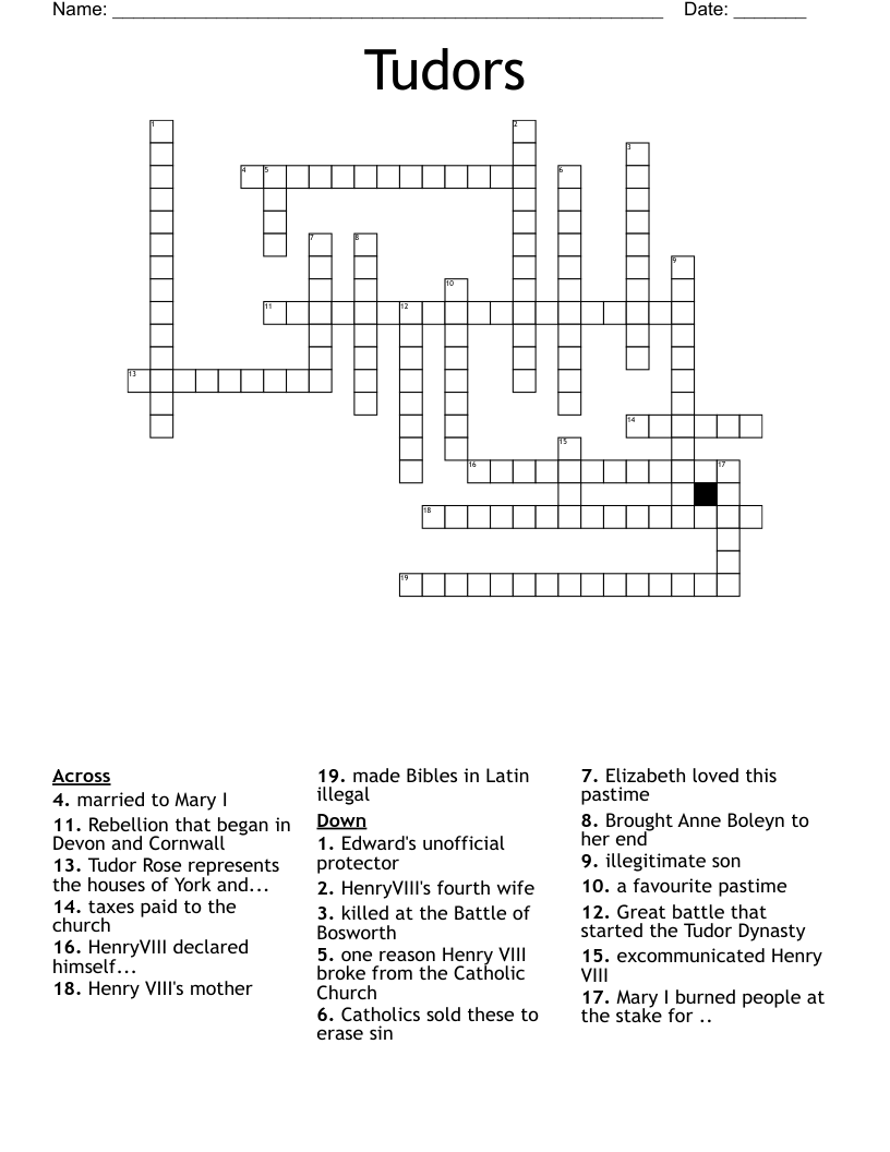 Tudors Crossword