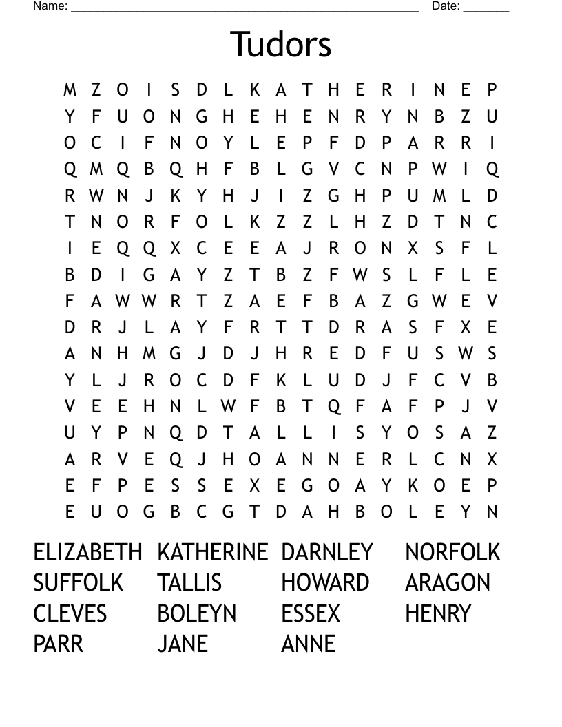 Tudors Word Search