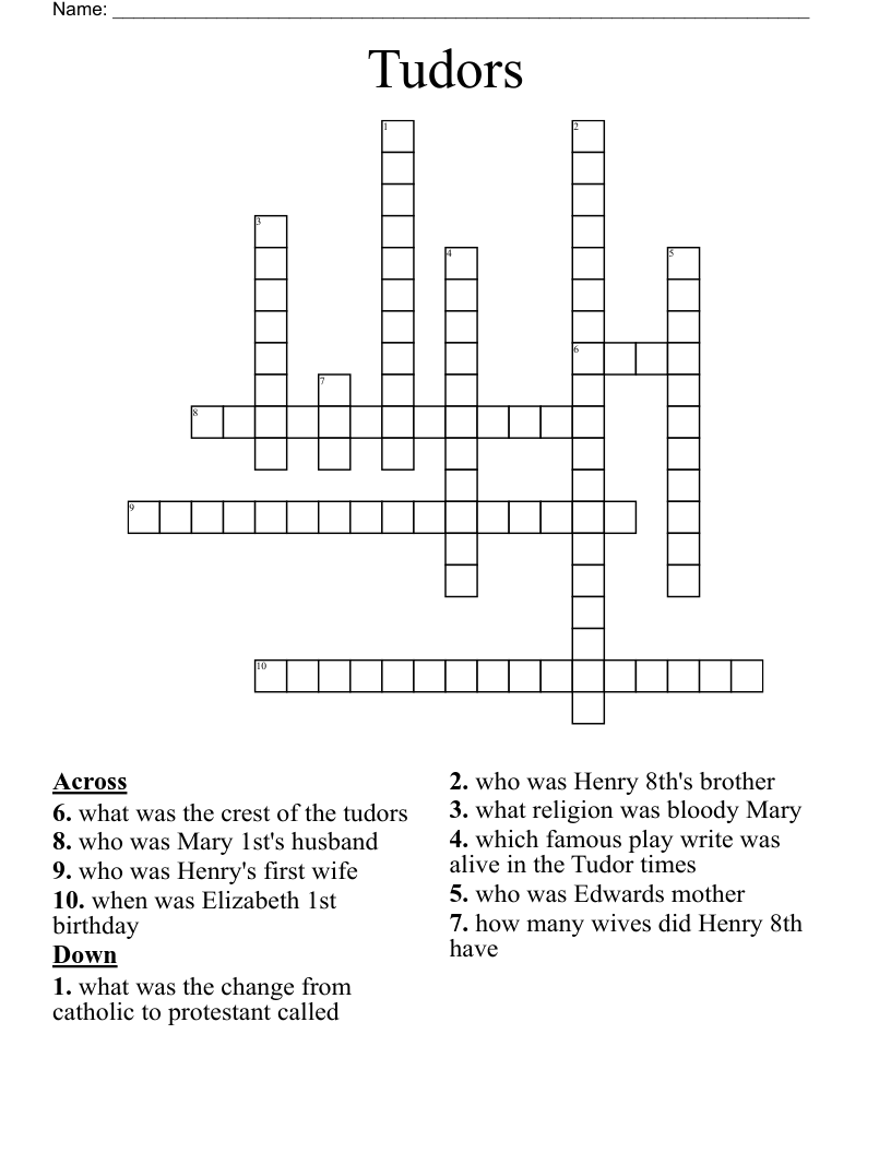 Tudors Crossword