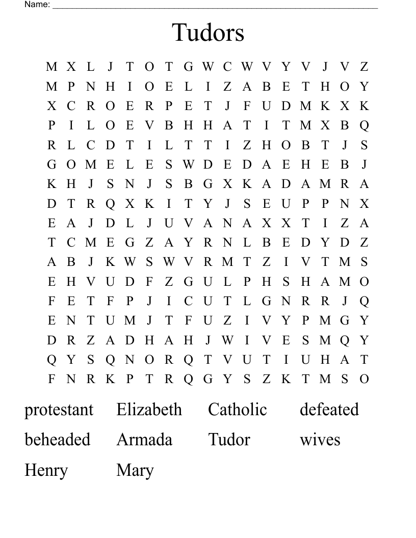 Tudors Word Search