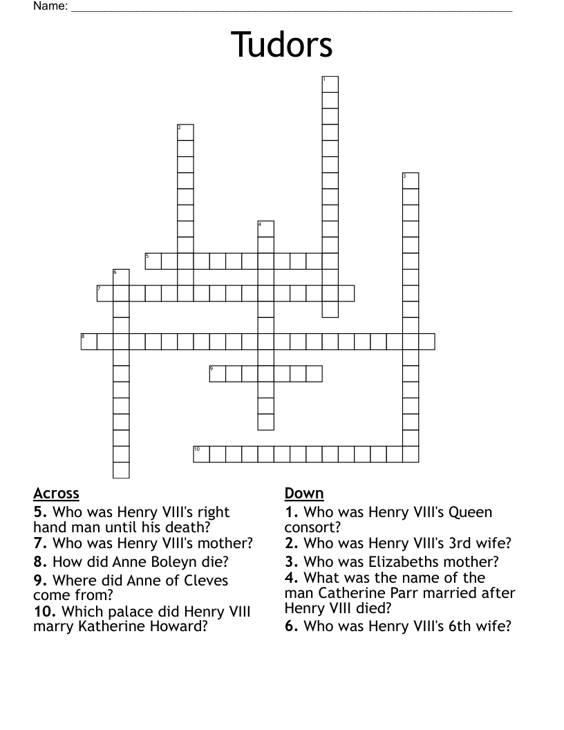 Tudors Crossword