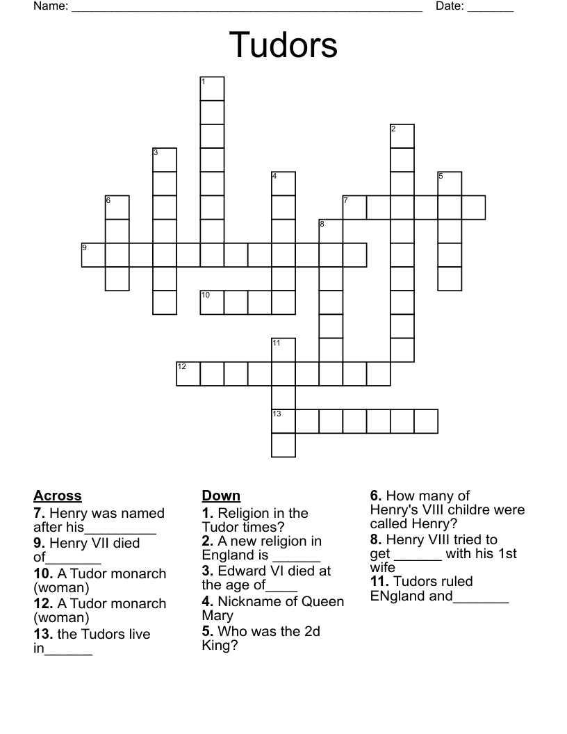 Tudors Crossword