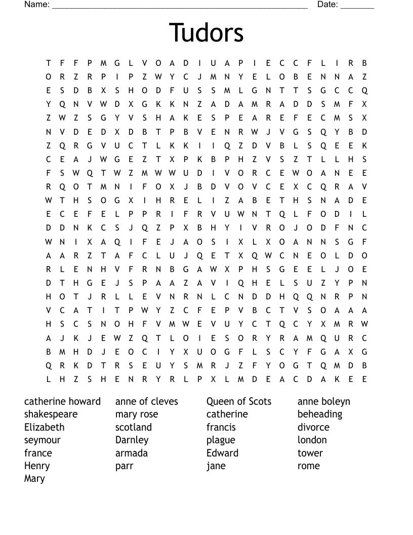 Tudors Word Search