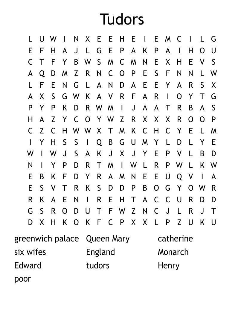Tudors Word Search