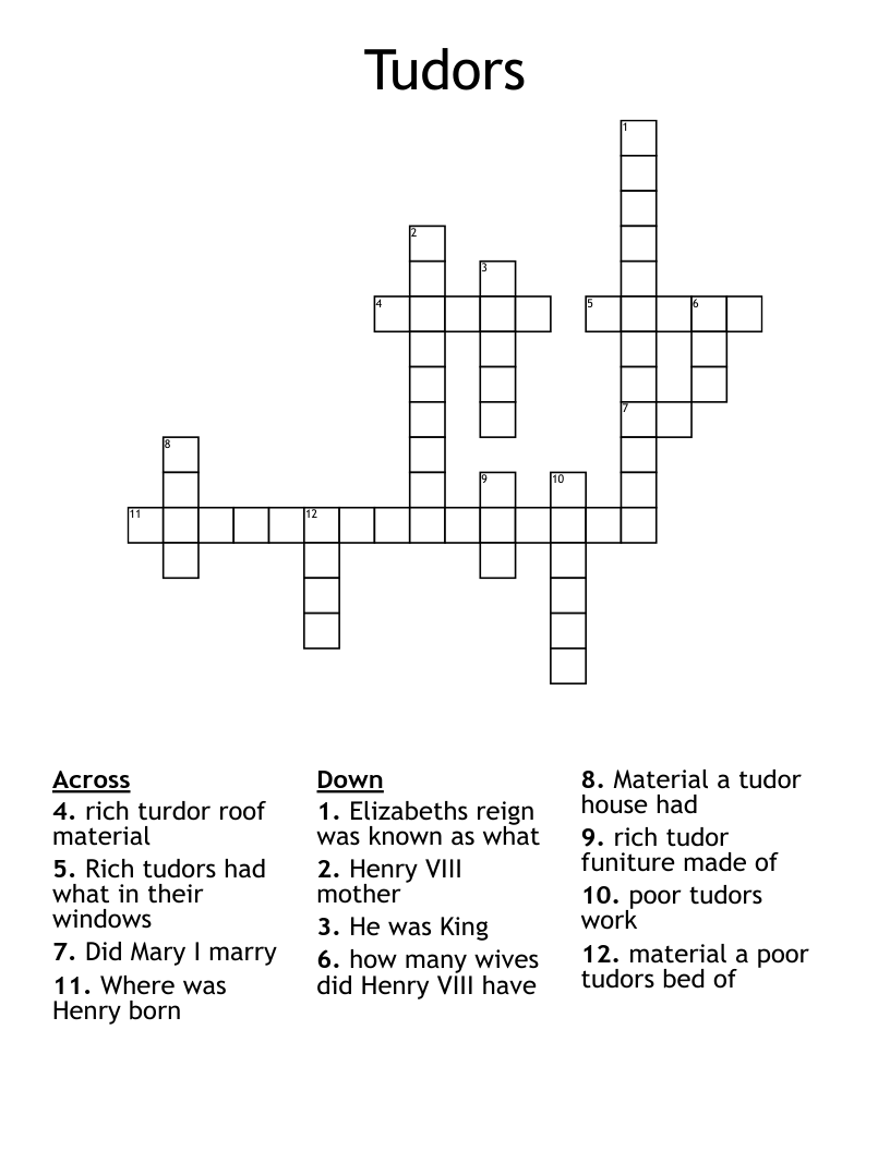 Tudors Crossword