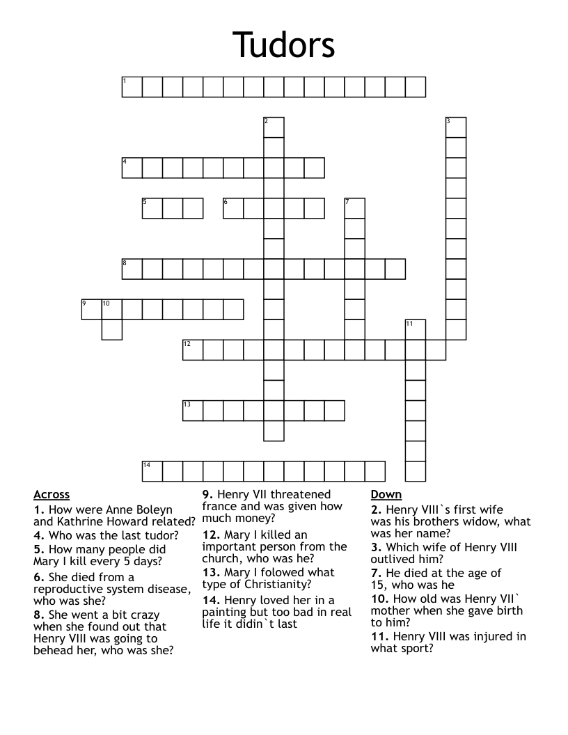 Tudors Crossword
