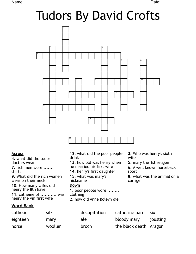 Tudors By David Crofts  Crossword