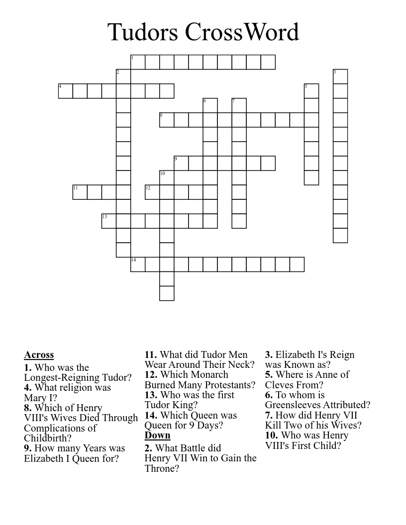 Tudors CrossWord