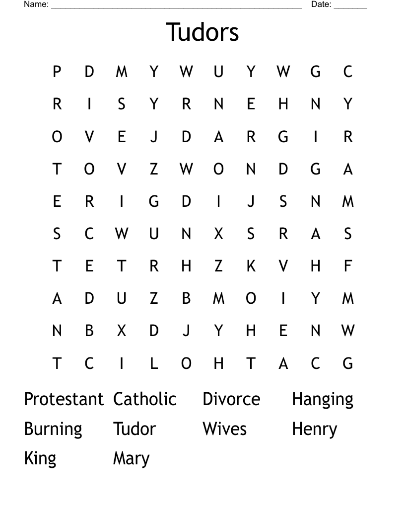 Tudors  Word Search
