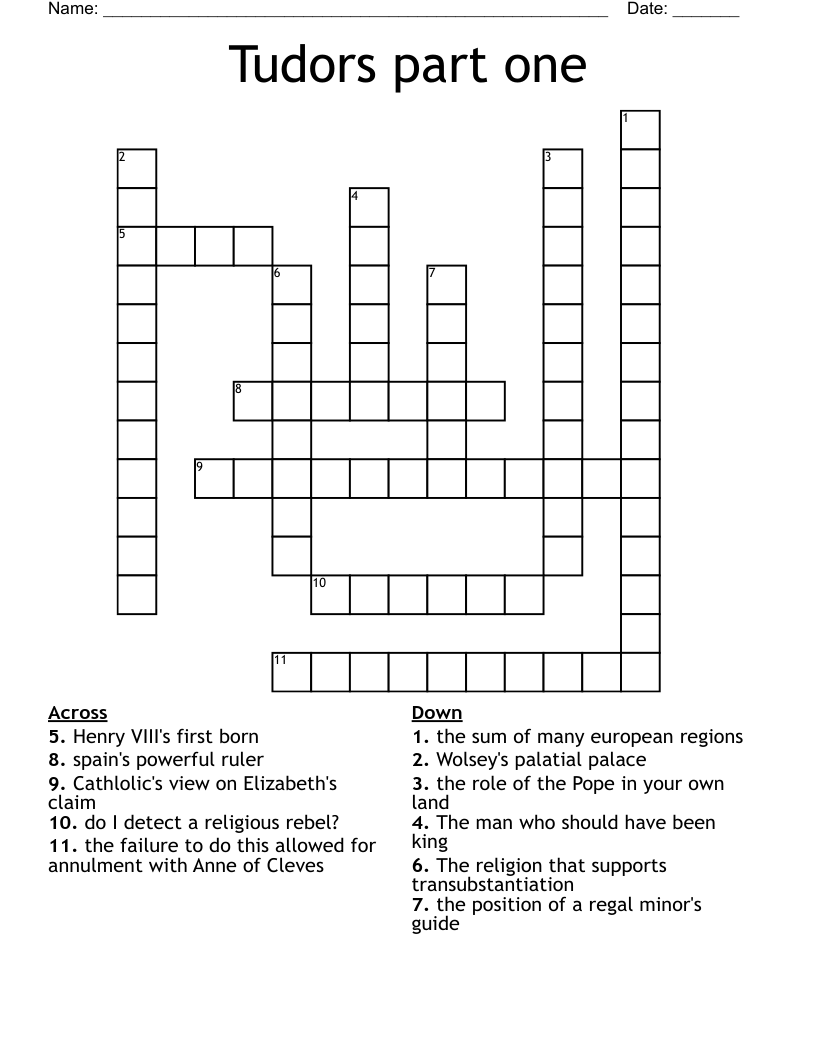 Tudors part one  Crossword