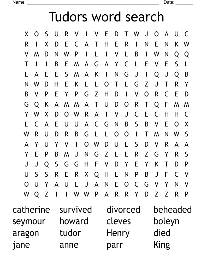 Tudors word search