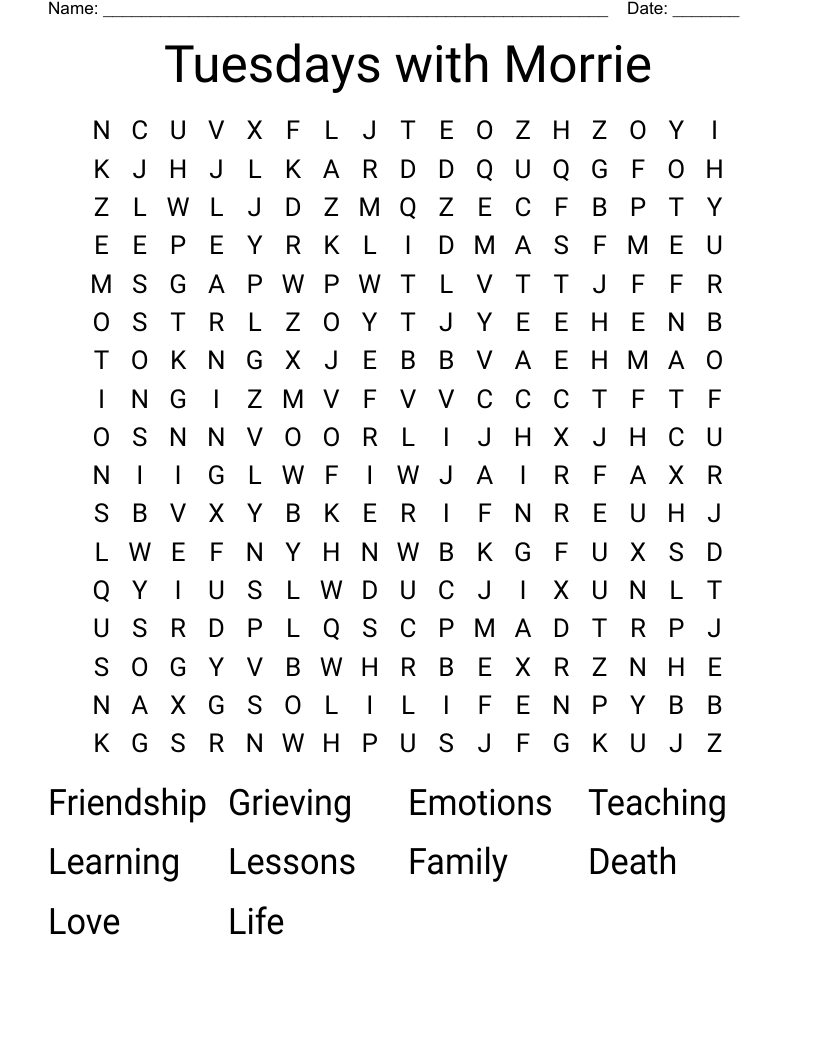 Tuesdays with Morrie Word Search