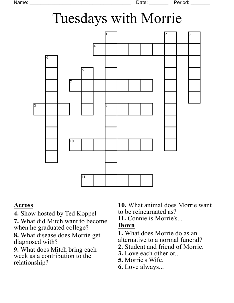 Tuesdays with Morrie Crossword
