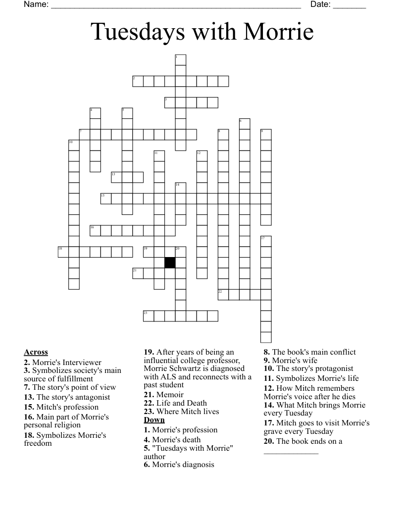 Tuesdays with Morrie  Crossword