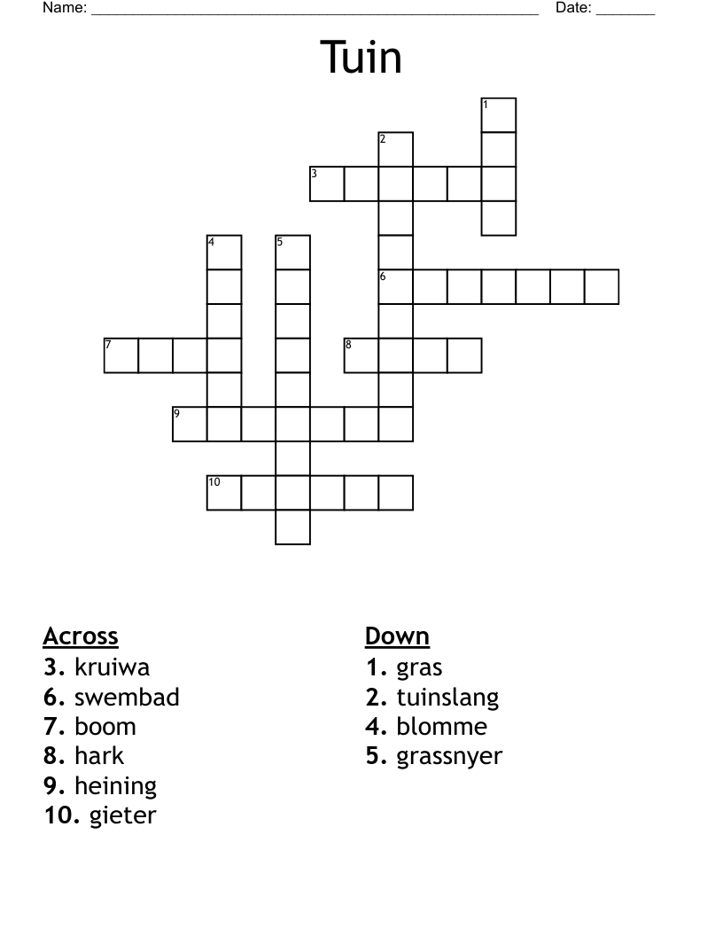 Tuin Crossword