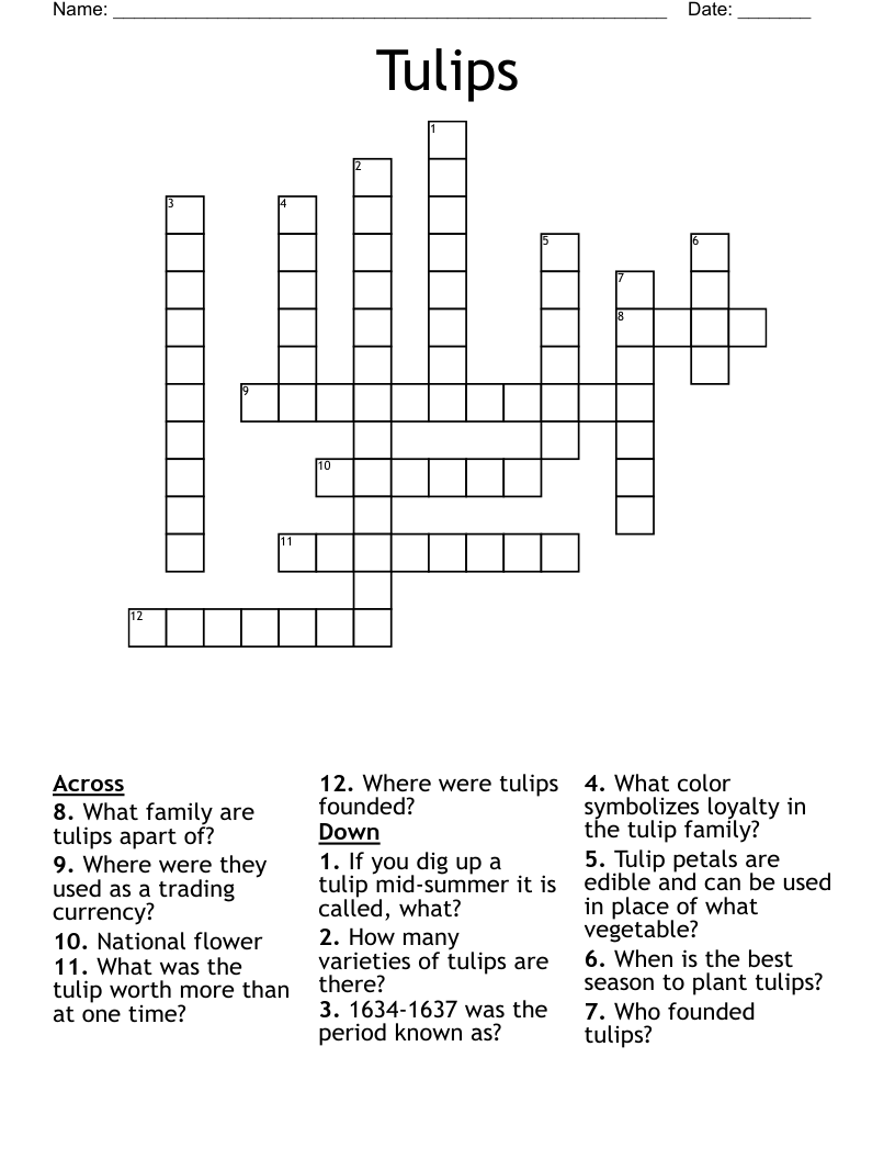 Tulips  Crossword