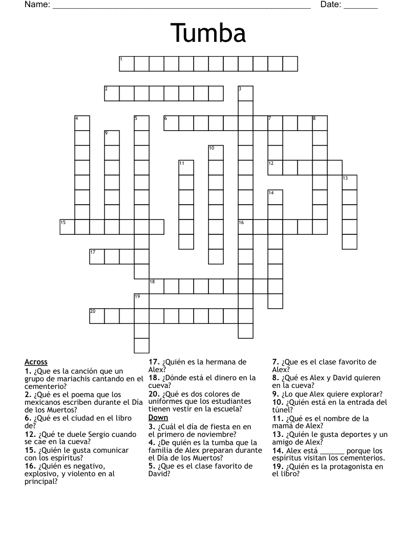 Tumba Crossword