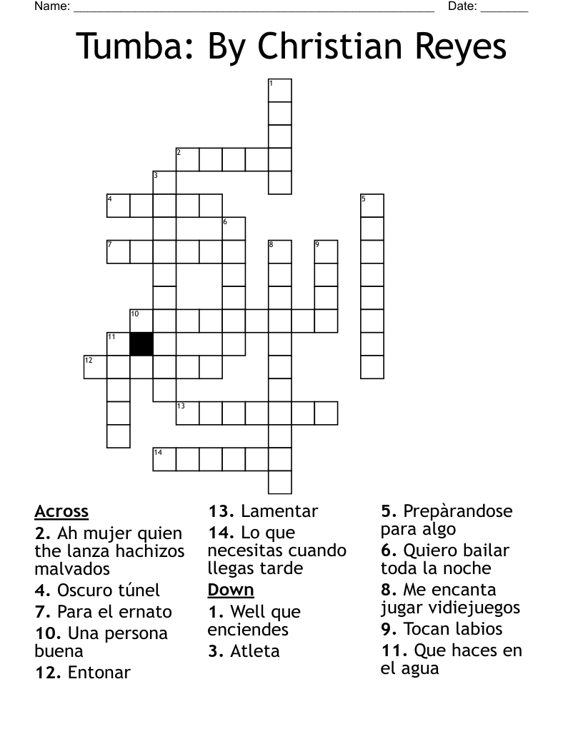 Tumba: By Christian Reyes Crossword