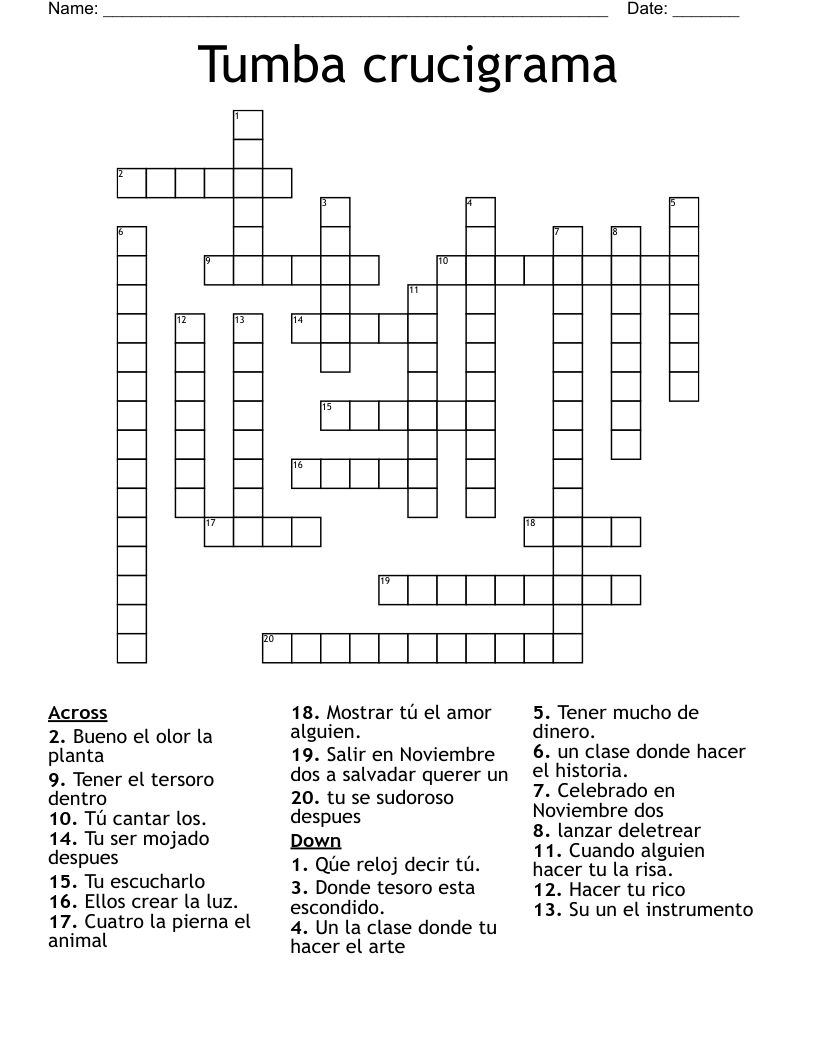 Tumba crucigrama Crossword