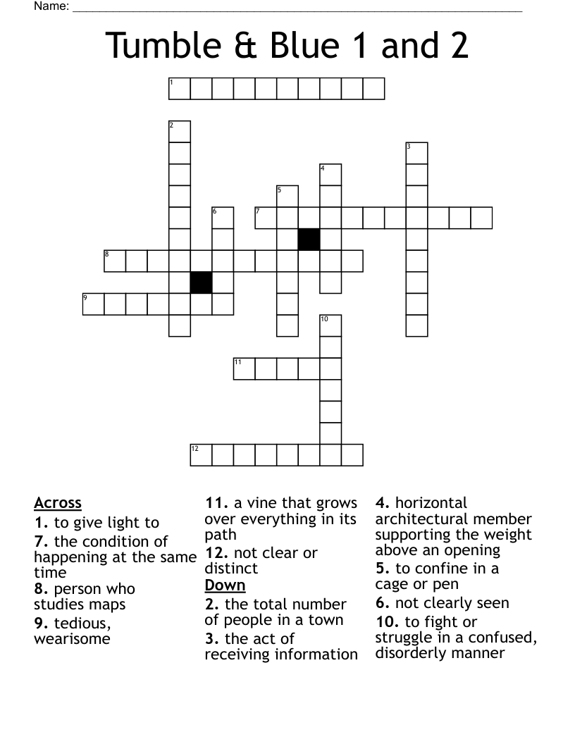 Tumble & Blue 1 and 2 Crossword