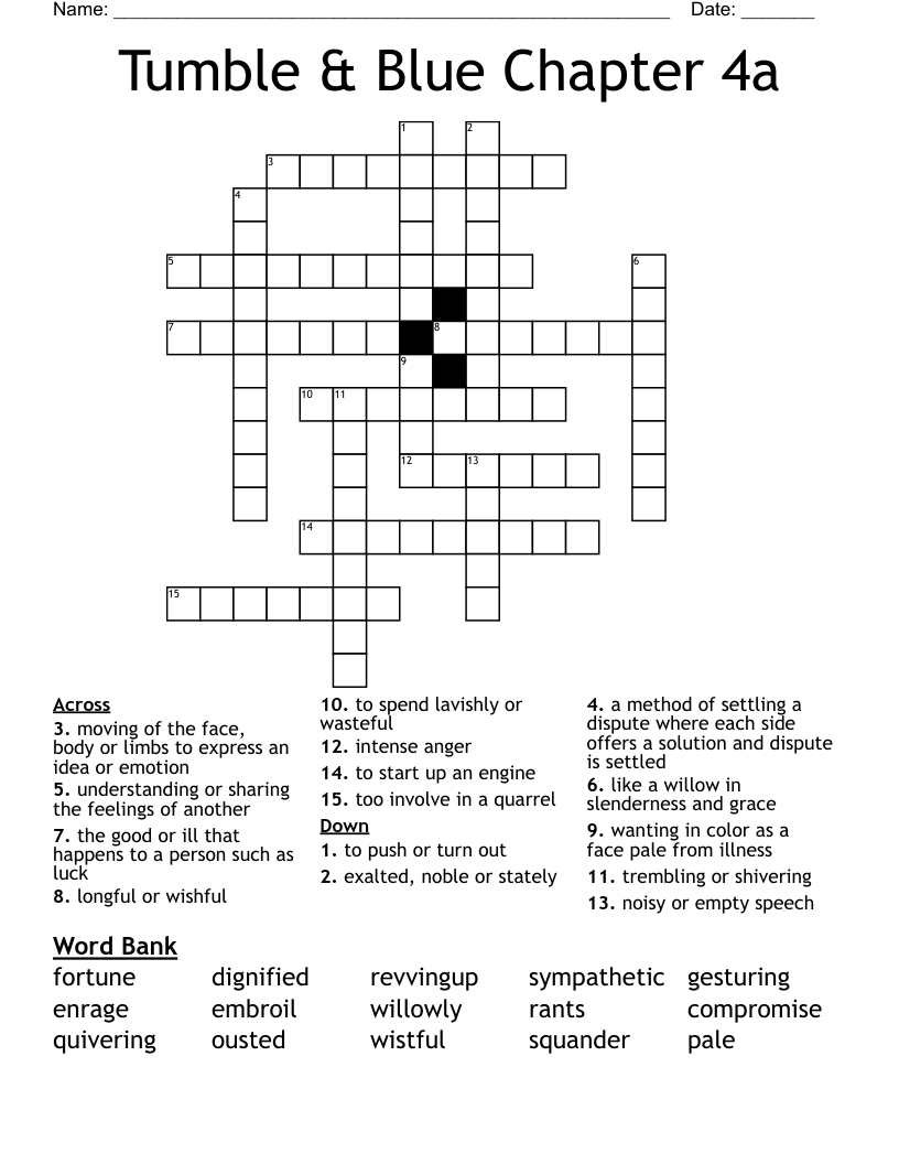 Tumble & Blue Chapter 4a Crossword