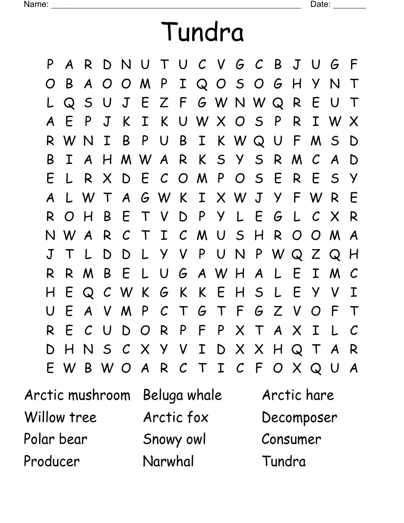 Tundra Word Search