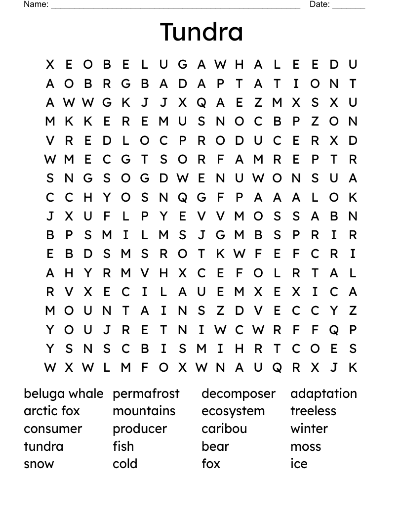 Tundra  Word Search