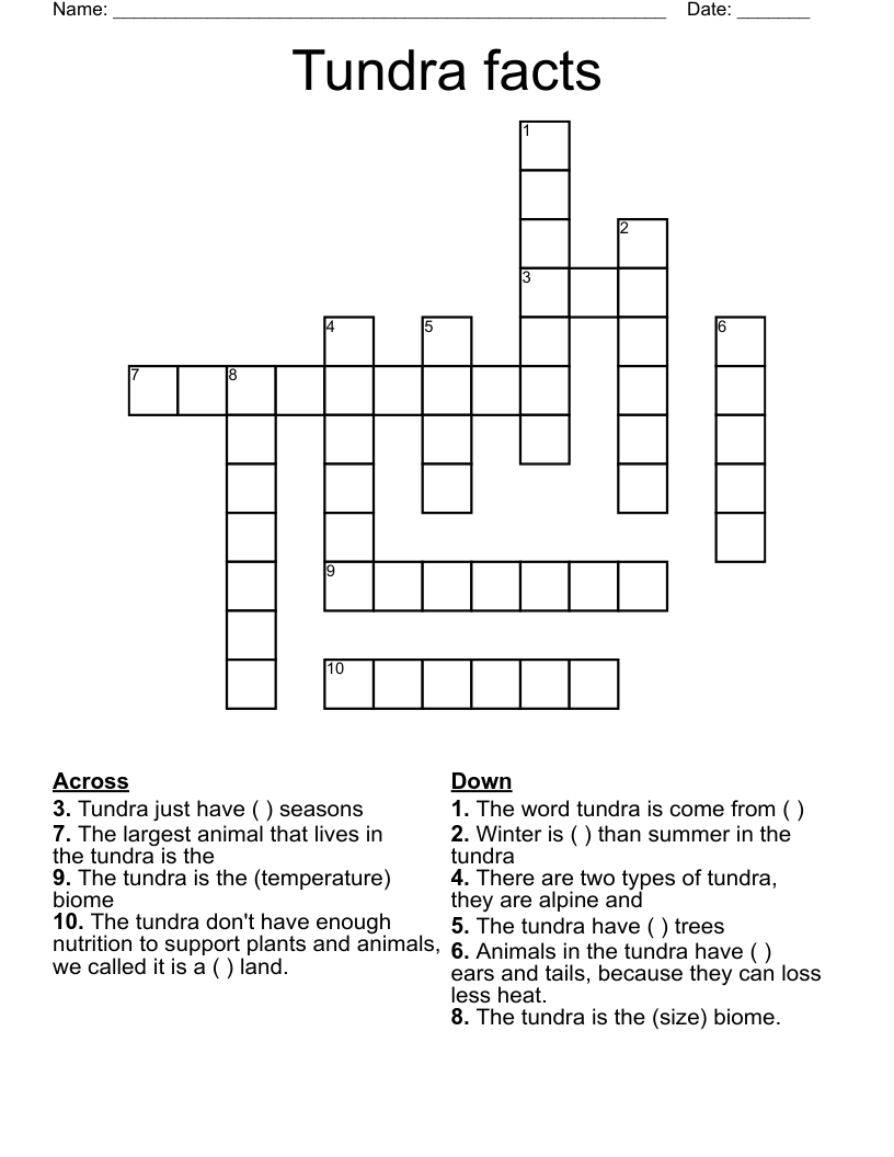 Tundra facts Crossword
