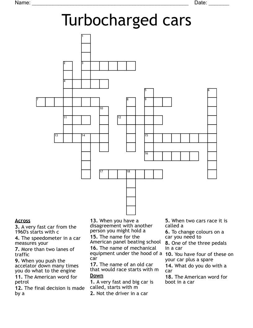 Turbocharged  cars Crossword
